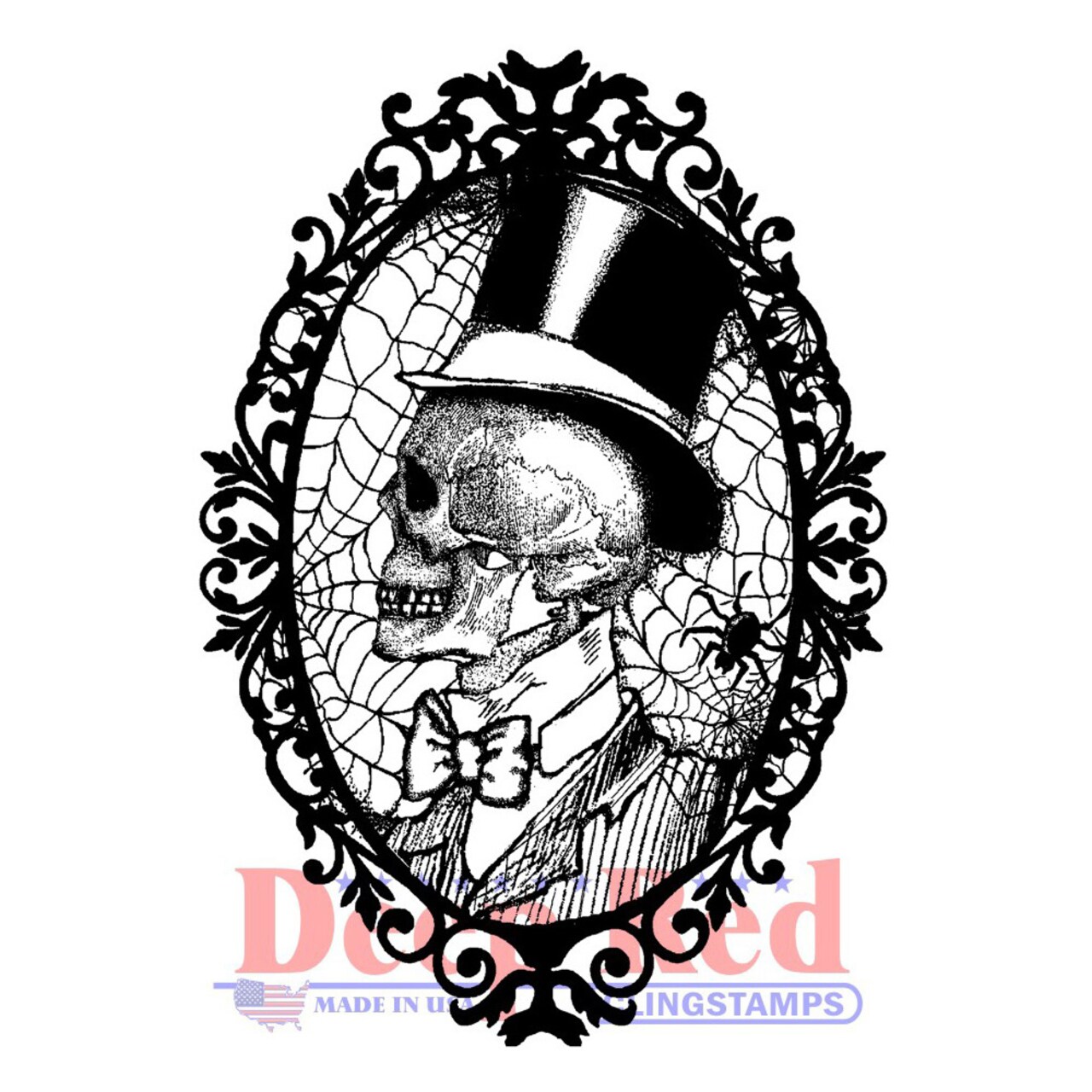 Deep Red Stamps Cobweb Cameo Rubber Cling Stamp 2.1 x 3 inches